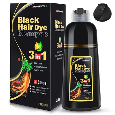 MEIDU Hair Dye Shampoo 3 in 1,Herbal Ingredients,Contains Ginseng Extract,Can cover gray hairs,Natural Haircoloring,Plant Hai...