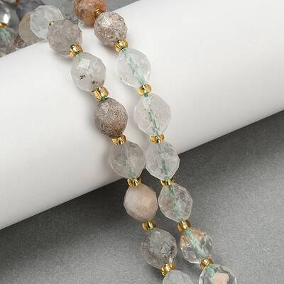 Natural Green Lodolite Quartz  Beads Strands