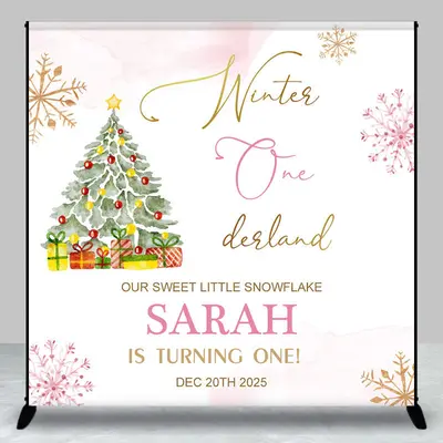 Aperturee Little Snowflake Christmas Custom Birthday Backdrop - Aperturee
