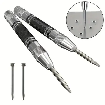 Automatic Center Punch, 1 Count Adjustable Spring Loaded Drill Bit, Industrial Woodworking & Etching Tool, Professional Han...