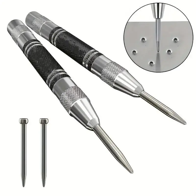 Automatic Center Punch, 1 Count Adjustable Spring Loaded Drill Bit, Industrial Woodworking & Etching Tool, Professional Han...