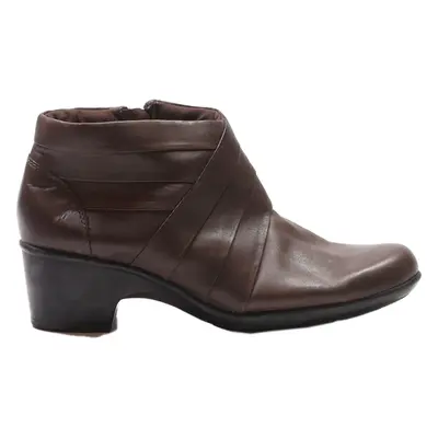 CLARKS Ankle Boots Brown Leather Womens UK 8