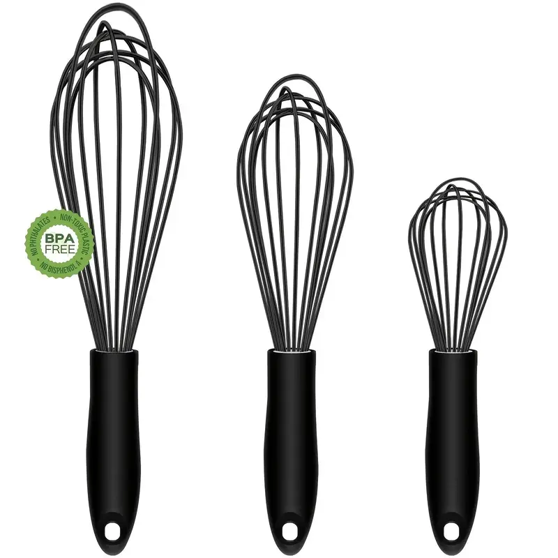 3pcs/Set Manual Egg Mixer with Handle, Portable Anti-scratch Hand Egg Beater, Handheld Whisk For Butter Cream Egg Paste, Kitc...