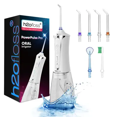 h2ofloss P11 Rechargeable Portable water flosser & Oral Irrigator – 300ML Water Tank, Whitening Tablets to Whiten Your Teet...