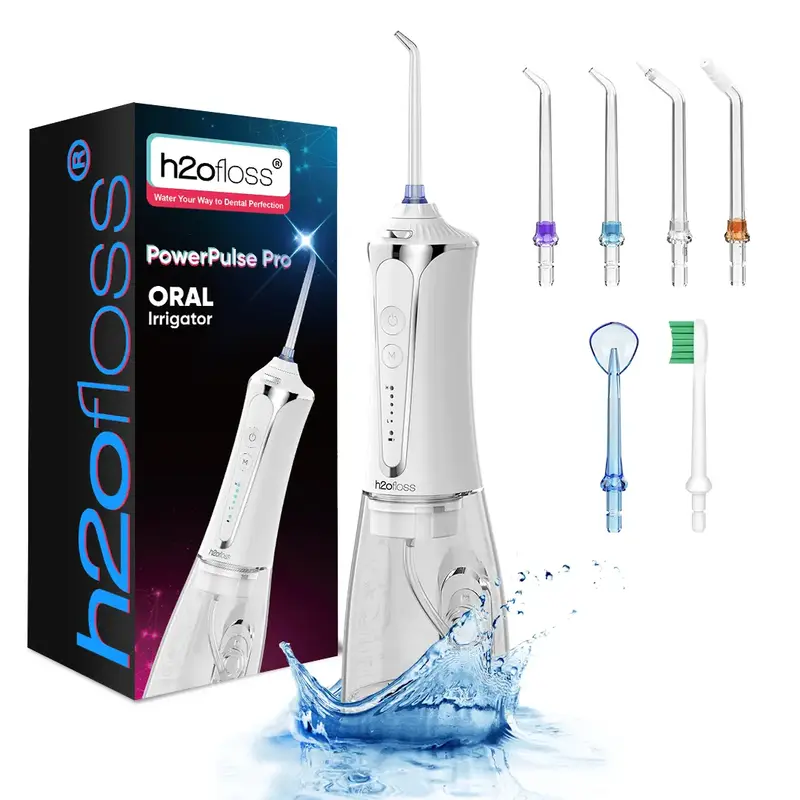h2ofloss P11 Rechargeable Portable water flosser & Oral Irrigator – 300ML Water Tank, Whitening Tablets to Whiten Your Teet...