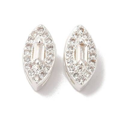 Brass Micro Pave Clear Cubic Zirconia Beads