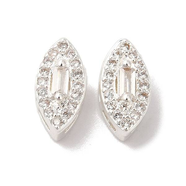 Brass Micro Pave Clear Cubic Zirconia Beads