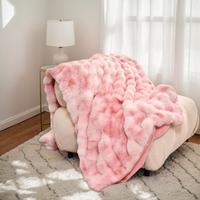 H&D Faux Rabbit Fur Blanket-Pillow not included- Bubble Blanket-Luxury Plush Velvet Throw,  Ultra-Soft Fleece, Warm Cozy Wint...