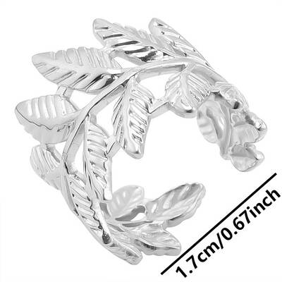 Vintage Stainless Steel Leaf Couple Rings