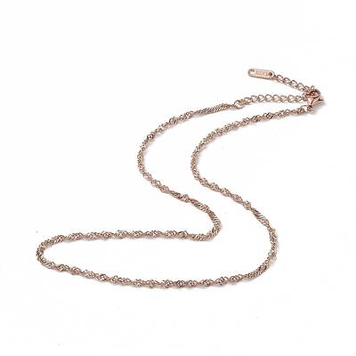 Ion Plating(IP) 304 Stainless Steel Singapore Chain Necklace for Men Women