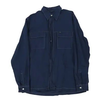 Gas Contrast Stitch Shirt - Large Navy Cotton