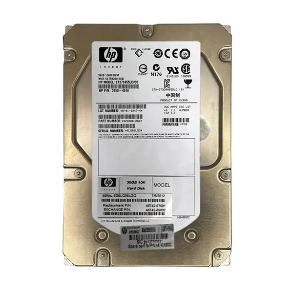 A6742-69002 HP 36.4GB Ultra-160 SCSI 10000 3.5-inch Hard Drive
