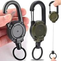 Retractable Pull Reel Carabiner Key Chain, 2 Counts Strong Steel Wire Rope Buckle, Outdoor Sporty Keychain Tool, Christmas Gi...