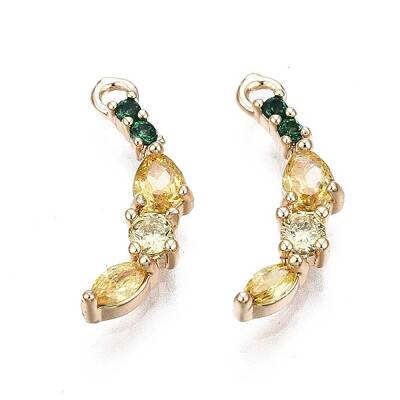 Brass Micro Pave Champagne Yellow Cubic Zirconia Pendant