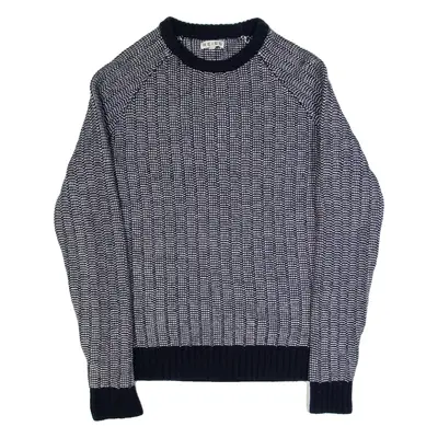 REISS Count Womens Patterned Jumper Black Chunky Knit Wool S