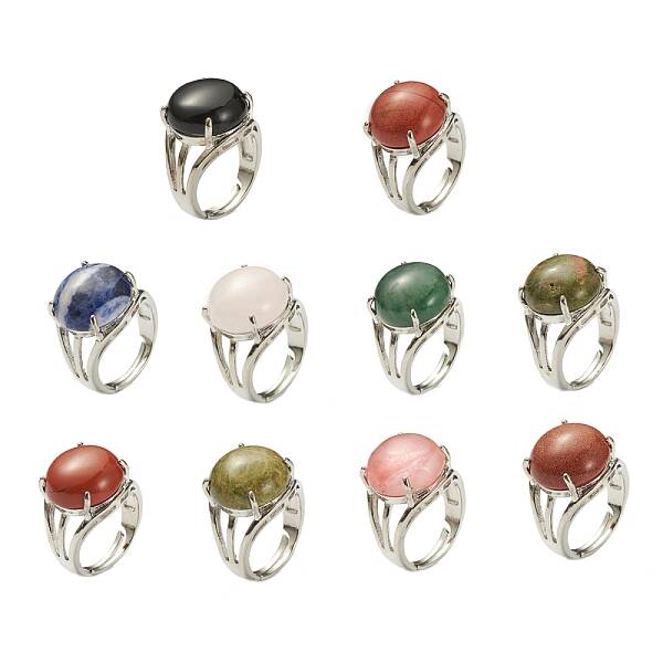Adjustable Natural & Synthetic Gemstone Finger Rings