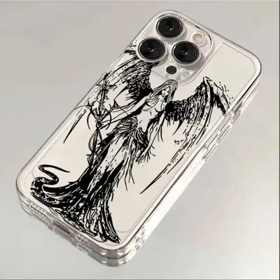 Creative Angel Pattern Phone Case for Summer, Wear-resistant Decorative Phone Protector Cover, Phone Accessories Compatible w...