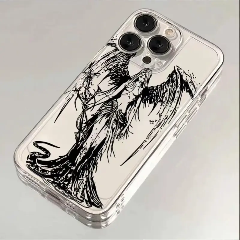 Creative Angel Pattern Phone Case for Summer, Wear-resistant Decorative Phone Protector Cover, Phone Accessories Compatible w...