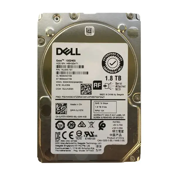 0JY57X Dell 1.8TB 12Gb/s SAS 10000 2.5-Inch Hard Drive