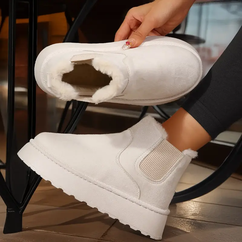 Women's Platform Suede Warm Stylish Snow Boots - Outdoor Non-Slip Comfort with Thick Flat Soles Boots Perfect for Winter Shoe...