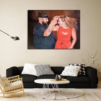 Original Dancing Couple Paintings from Photo Textured Wall Art Romantic Decor for Home | PAINTING FROM PHOTO #59