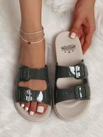 Women's Fashionable Plain Color Glitter Design Slides, Sandals For Summer, Trendy Slides for Indoor & Outdoor Wear, Ladies Sl...