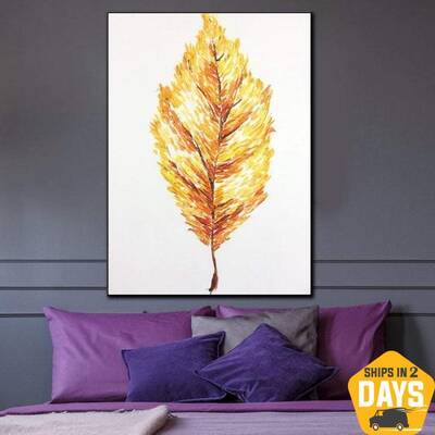Autumn Leaf Painting Extra Large Wall Art Canvas Impasto Paintings On Canvas | AETHEREALITY 28"x20"