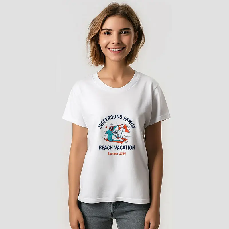 Shark Family Trip Beach Vacation Custom T-Shirt