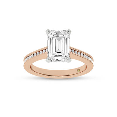 Paris Channel Set Emerald Cut Lab Diamond Engagement Ring | 18K Rose Gold 3 1/4 CT. TW.