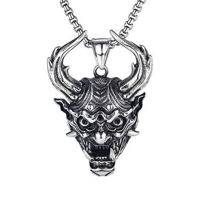 Stainless Steel Evil Skull Pendant Necklace