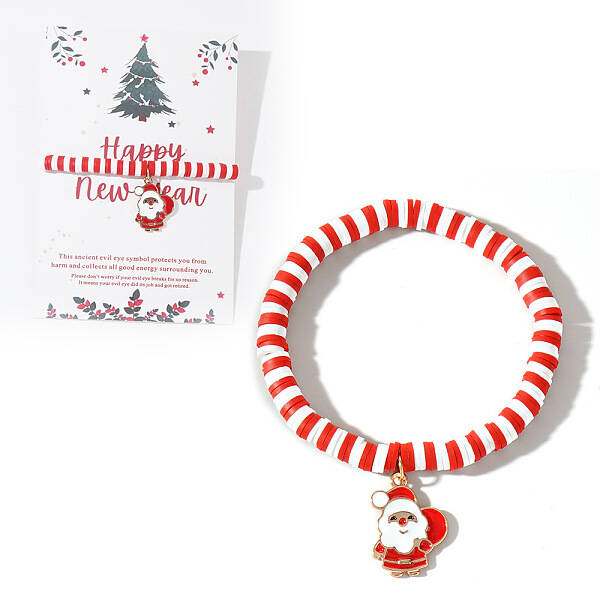 Elegant Christmas Handmade Polymer Clay Heishi Beaded Stretch Bracelets
