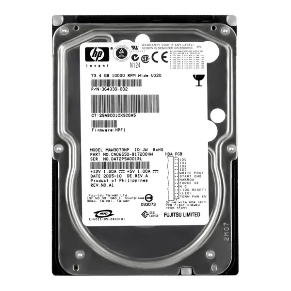 364330-002 HP 72.8GB Ultra-320 SCSI 10000 3.5-inch Hard Drive
