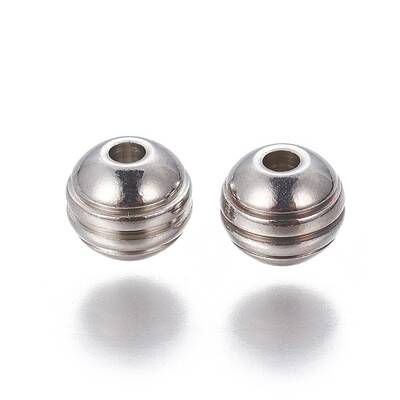 Tarnish Resistant 201 Stainless Steel Grooved Beads