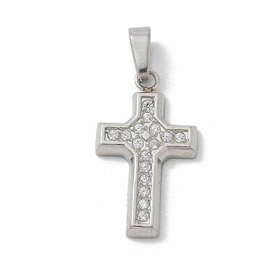 Ion Plating(IP) 304 Stainless Steel Micro Pave Cubic Zirconia Pendants