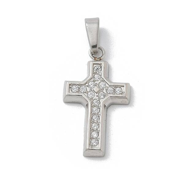 Ion Plating(IP) 304 Stainless Steel Micro Pave Cubic Zirconia Pendants