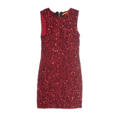 ALICE & OLIVIA Sequin Mesh Bodycon Dress Red Sleeveless Knee Length Womens UK 8