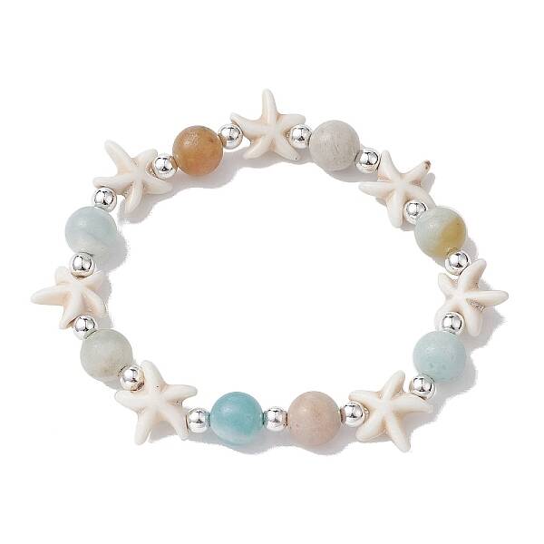 Natural & Synthetic Mixed Gemstone Beaded Stretch Bracelet