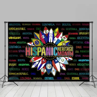 Country Flag Sunflower Hispanic Heritage Month Backdrop - Aperturee
