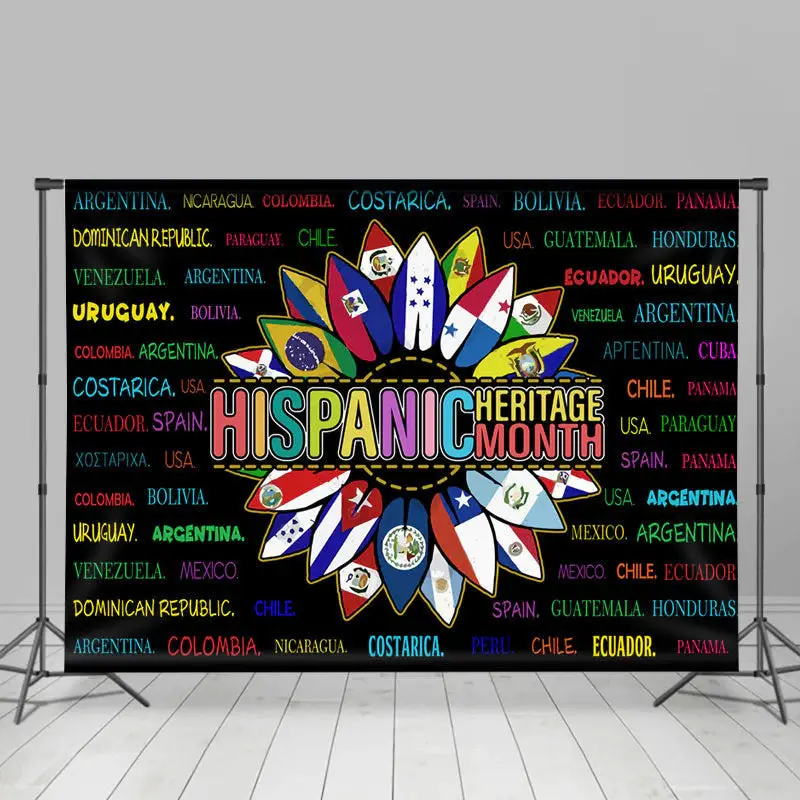 Country Flag Sunflower Hispanic Heritage Month Backdrop - Aperturee
