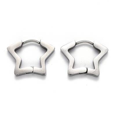 Tarnish Resistant 304 Stainless Steel Star Huggie Hoop Earrings