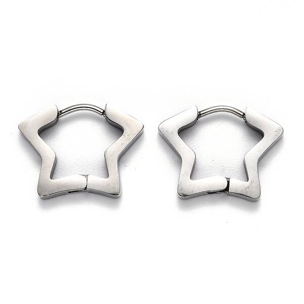Tarnish Resistant 304 Stainless Steel Star Huggie Hoop Earrings