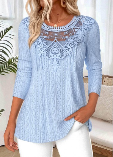 Modlily Light Blue Tummy Coverage Long Sleeve T Shirt - L