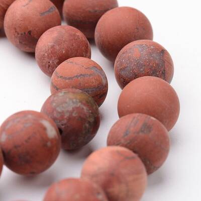 Frosted Round Natural Red Jasper Bead Strands