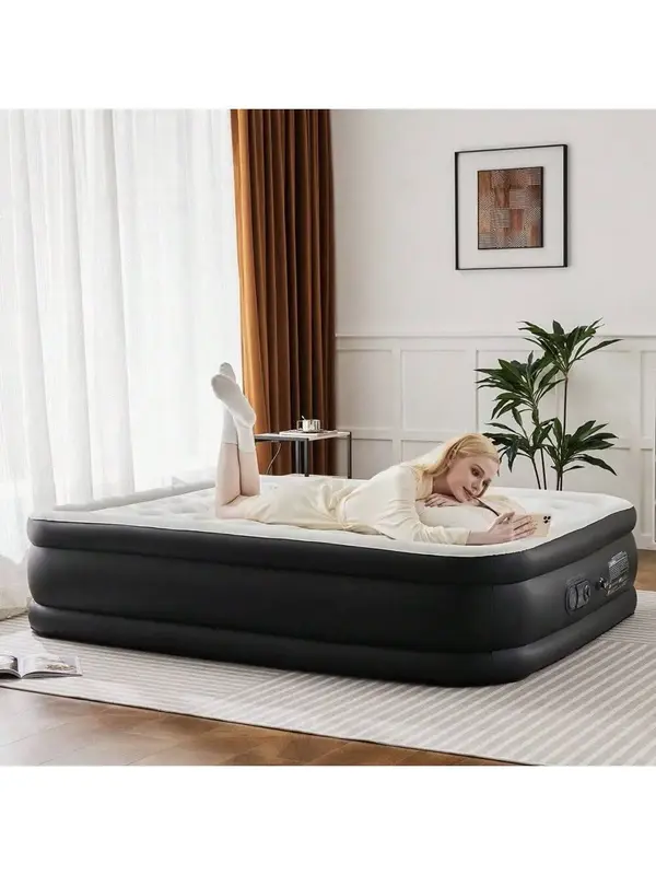 Portable Instant Inflation Air Mattress with Built-in Pump - Heavy-Duty 660lb Capacity, 3 Height Options (16/18/22), Compac...