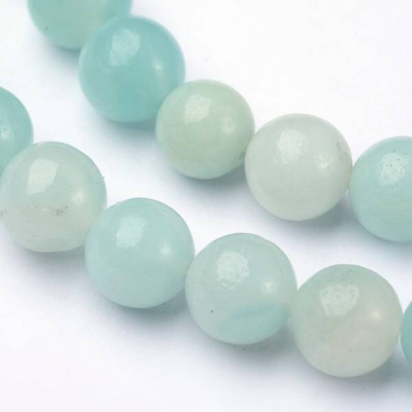 Natural Flower Amazonite Round Bead Strands