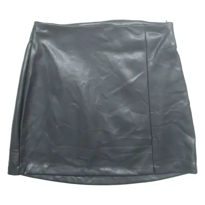 PULL&BEAR Womens A-Line Skirt Black Short Leather M