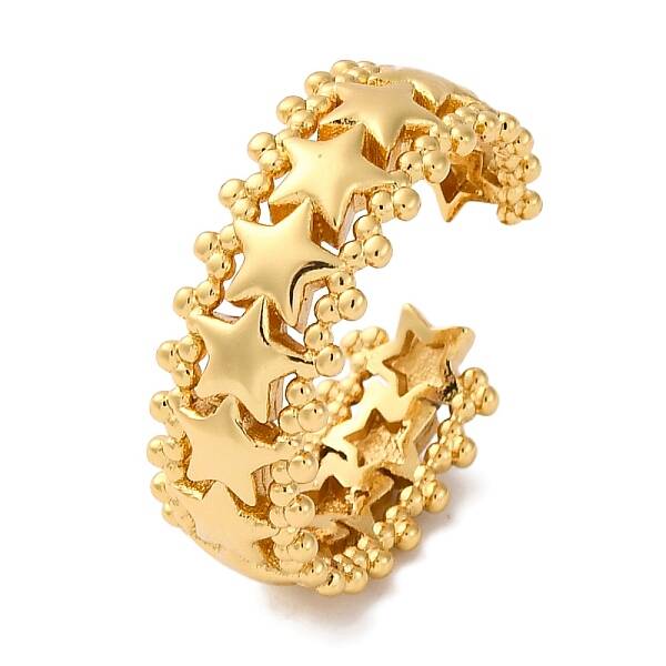 Rack Plating Star Brass Open Cuff Rings for Women