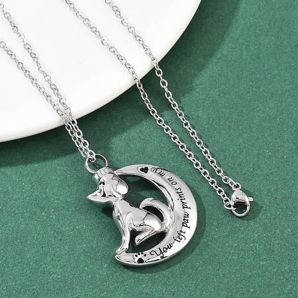 304 Stainless Steel Black Enamel Pet Urn Ashes Necklaces