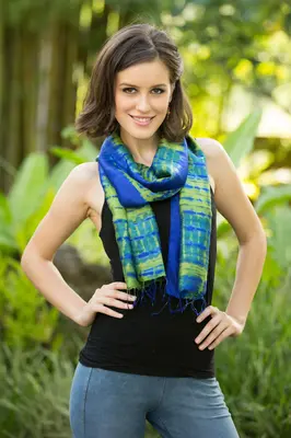 NOVICA Thai Meadow Unique Handcrafted Tie Dyed Silk Scarf