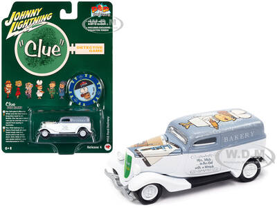 1933 Ford Delivery Van White with Gray Top (Mrs. White) with Poker Chip Collectors Token \